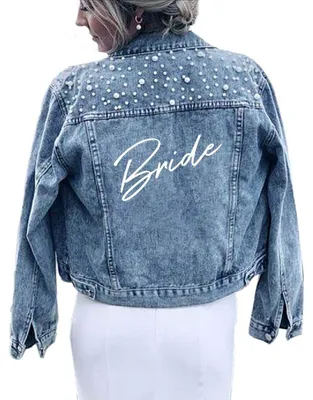 Produktbild von Pearl Bride Jeansjacke, personalisierbar, für Junggesellinnenabschied, Geschenk,