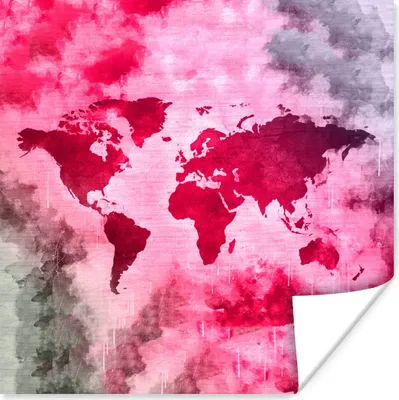 Produktbild von MuchoWow® Poster Weltkarte - Abstrakt - Farben 75x75 cm - Wand Dekoration