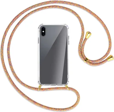 Produktbild von Handykette Backcover-Schutzhülle mit Band (Metall goldfarben) für Apple iPhone XS Max - Rainbow