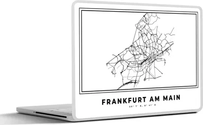Produktbild von MuchoWow® Laptop Aufkleber Sticker Cover Deutschland - Frankfurt am Main - Stadtplan - Karte - Schwarz-weiß - Karte 25x18 cm - Laptop-Deko