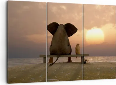 Produktbild von Bild auf Leinwand - Leinwandbild - Elefant Ufer Meer - 105x70cm - Wand Bild - Wanddeko - Wandbilder - Leinwanddruck - Bilder - Kunstdruck - Wanddekoration - Leinwand bilder - Wandkunst - CE105x70-3555