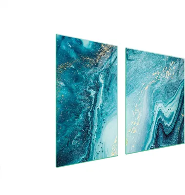 Immagine prodotto di Piastre copri fornelli 2 pezzi 100x52 Copri piano cottura in Vetroceramica tagliere in vetro marmo turchese