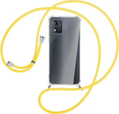 Produktbild von Handykette Backcover-Schutzhülle mit Band (Metall silberfarben) für Motorola Moto E13 (6.5'') - gelb