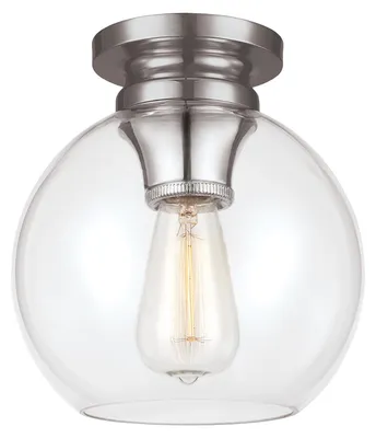 Zdjęcie produktu dla Plafon okrągły Tabby polerowany nikiel-przezroczysty 1xE27x60W metal wym:23,5x21,6x21,6cm IP20 Feiss