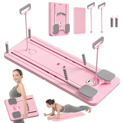 Produktbild von Pilates-Board - Klappbares Bauchmuskelboard und Liegestützplatte - Core Training - Krafttraining zu Hause - Fitnessgerät - Rosa