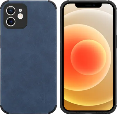 Produktbild von Cadorabo Hülle für Apple iPhone 12 Schutz Hülle in Blau TPU Silikon Etui edle Kunst-Wildleder Rückseite