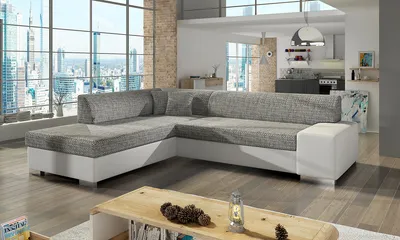 Produktbild von NABBI Ecksofa mit Zersetzung u Lagerraum Pinero L - grau-weiß