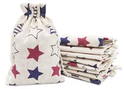 Produktbild von 6 sternförmige Jute-Geschenktüten – 10 x 14 cm + 13 x 18 cm