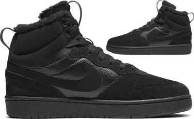 Produktbild von Nike Court Borough Mid Kinderschuhe Jungen Schnürstiefel Schwarz Freizeit