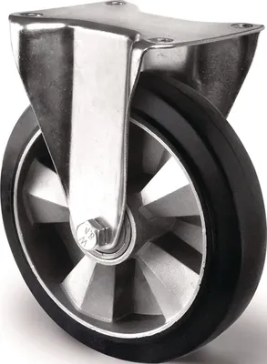 Image de Roulette fixe pour charges lourdes - Roue de 200 mm, capacité de charge 500 kg, caoutchouc élastique, hauteur 245 mm