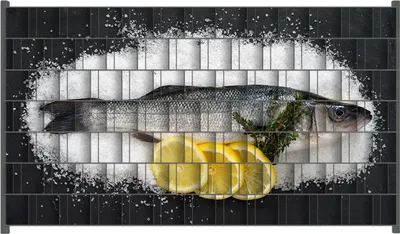 Produktbild von Wallario Zaunsichtschutz mit Motiv Fischmenü - Frischer Fisch auf Salz mit Zitronen für Ein- und Doppelstabmatten Zäune in der Größe 250 x 140 cm