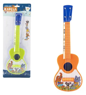 Obrázok produktu pre Ukulele/gitara z plastu, 40 cm, s trsátkom „Zvieratká a ich kapela“, 2 farby na kartičke