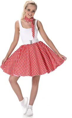 A woman is posing in a 50s-style costume.