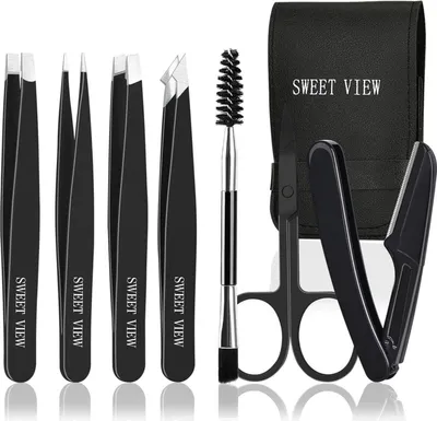 Produktbild von Pinzetten-Set aus Edelstahl für Augenbrauen und Gesichtspflege