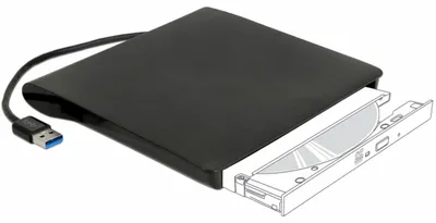 Immagine prodotto di Delock 13,30 cm (5,25") Custodia esterna Ultra Slim SATA > USB3.0 - Custodia di archiviazione - SATA - 5GBps - USB3.0 - Nero