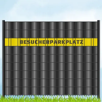 Produktbild von zaun|zu Sichtschutzstreifen mit Laser Beschriftung "BESUCHERPARKPLATZ"  Doppelstab Gelb 2,55m