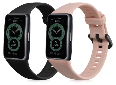 Produktbild von kwmobile 2x Uhrenarmband für Huawei Band 6 & 6 Pro / Honor Band 7 & 6 Armband - Fitnesstracker Band Set aus TPU Silikon - Ersatzarmband Smartwatch -