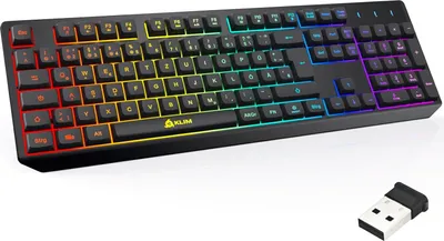 Produktbild von KLIM Chroma Wireless Gaming Tastatur Kabellos QWERTZ DEUTSCH - Langlebig, Ergonomisch, Wasserdicht, Leise - RGB Kabellose Tastatur Gaming, schwarz