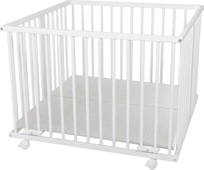 Produktbild von WALDIN Baby Laufgitter Laufstall ca.100 x 100 cm Buche massiv höhen-verstellbar,Weiß,Weiß lackiert