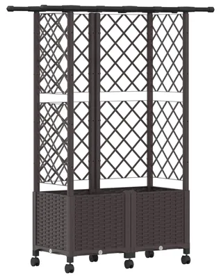 Immagine prodotto di vidaXL Fioriera rialzata con griglia per piante rampicanti e copertura, marrone, 124 x 40 x 142 cm, PP