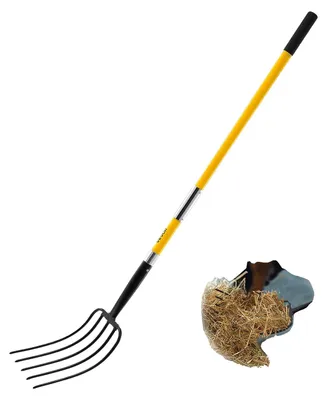 Obrázok produktu pre Vidly na hnoj VEVOR 1450 mm, 5-ramenné vidly so sklolaminátovou násadou, vidly na hnoj, záhradné vidly, kované oceľové rýľové vidly na seno, kompostovanie zemiakov, presádzanie a prevzdušňovanie