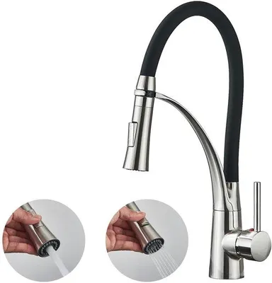 Immagine prodotto di Miscelatore da cucina monocomando girevole a 360° con doccetta e collo flessibile in acciaio inossidabile