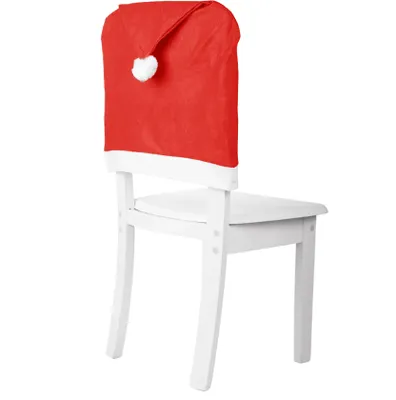 Produktbild von DOMAREX Weihnachtlicher Stuhlhussen Überzug 65x50 cm, Nikolausmütze Design, Festliche Dekoration, aus weichem Filz, ideal für Stühle - rot