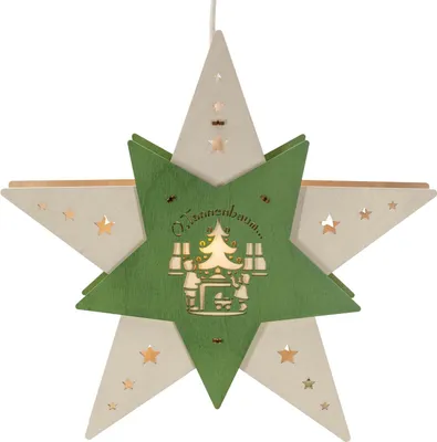 Produktbild von WEIGLA Fensterbild beleuchtet 30,5x29 cm, Motiv:Stern Oh Tannenbaum