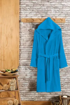 Produktbild von Bademantel mit Kapuze – r Bademantel für Damen und Herren mit Kapuze – Sauna-Bademantel –