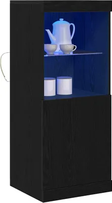 Image de vidaXL LED-Sideboard noir imitation chêne 41 x 37 x 100 cm