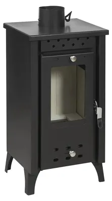 Produktbild von Kleiner Holzofen schmal 7,7 kW – Kaminofen mit Sichtscheibe, Schamotte & Stahl, bis 85 m² Wohnfläche – Gekas MG 100