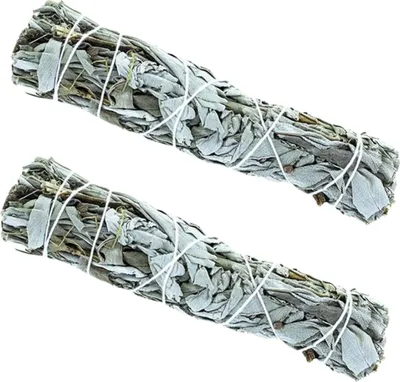 Produktbild von 2 Zöpfe kalifornischer weißer Salbei zum Brennen 13 cm