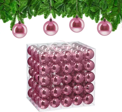 Relaxdays - Lot De 100 Boules De Noël Mates 6 Cm, Vert Foncé, Plastique Robuste, Avec Cordon Et Boîte De Rangement