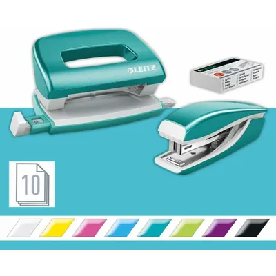 Image de Leitz 5561-20-51 Kit mini perforateur agrafeuse NeXXt WOW bleu glacier métallique