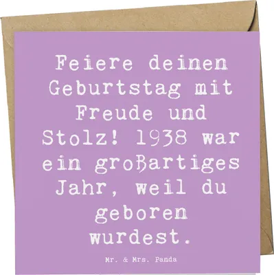 Produktbild von Mr. & Mrs. Panda Glückwunschkarte Spruch 1938 Geburtstag - Lavendeltraum - Geschenk, Klappkarte, Feiern, Alter, Happy Birthday, Geburtstagsfeier, Glückwunsch, faltkarte