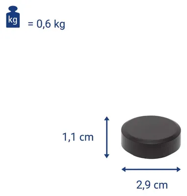Produktbild von MAUL Magnet MAULpro recycling rund 20 Stück 0,6 kg Kunststoff Ferrit bruchsicher lackiert Ø 2.9 x 1.1 cm schwarz