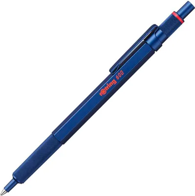 Produktbild von rOtring 600 Kugelschreiber | mittlere Spitze | Schwarze Tinte | Blauer Schaft | nachfüllbar