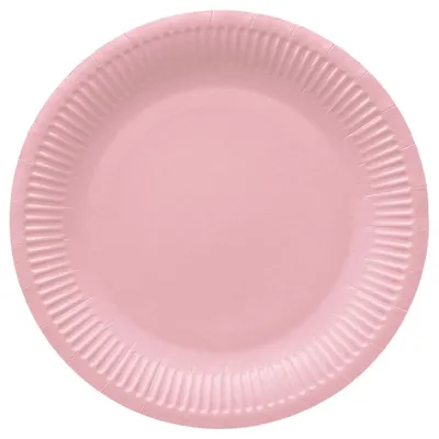 Image de Assiettes rondes en carton « rose pâle », diamètre 23 cm, lot de 8.