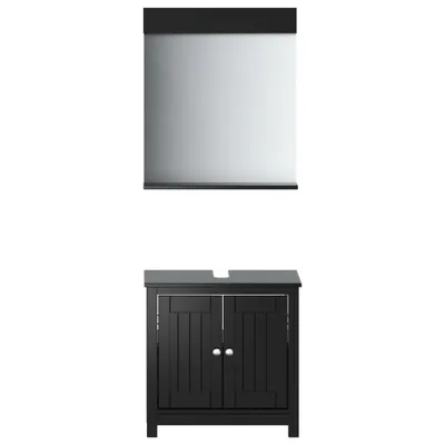 Produktbild von 2-tlg. Badmöbel-Set BERG Schwarz Massivholz Kiefer
