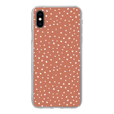 Produktbild von MuchoWow® Handyhülle Schutzhülle Hülle für iPhone Xs Tupfen - Orange - Weiß Silikon Softcase Handy Hülle - Handytasche