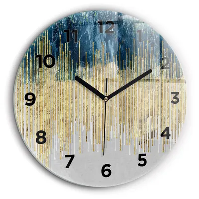 Produktbild von Wallfluent Große Wanduhr – Stilles Quarzuhrwerk - Uhr Dekoration Wohnzimmer Schlafzimmer Küche - Zifferblatt - schwarze Zeiger - 60 cm - Dekoratives Muster und Gold