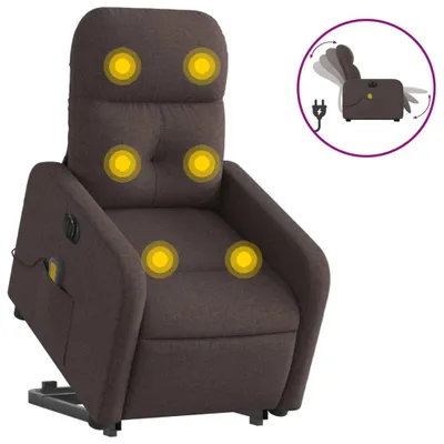 Produktbild von Elektrischer Massagesessel mit Aufstehhilfe Dunkelbraun Stoff