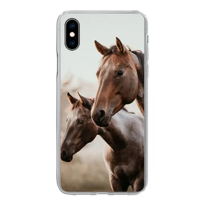 Produktbild von MuchoWow® Handyhülle Schutzhülle Hülle für iPhone Xs Pferde - Natur - Braun Silikon Softcase Handy Hülle - Handytasche