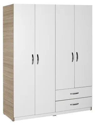 Immagine prodotto di Armadio 4 ante e 2 cassetti 120x170x40 TPGR422023 colore bianco e rovere