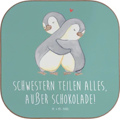 Produktbild von Mr. & Mrs. Panda Untersetzer für Gläser Schwestern Liebe - Meeresbrise - Geschenk, Holzuntersetzer, Tischuntersetzer, Coaster, Geschwisterliebe, Schwester, Geschenke