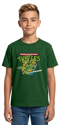 Produktbild von Spreadshirt Teenage Mutant Ninja Turtles Logo Teenager T-Shirt, 152/164 (12-14 Jahre), Forstgrün