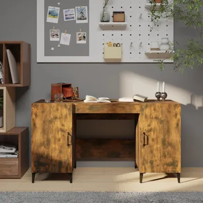 Zdjęcie produktu dla The Living Store Biurko dąb wędzony 140x50x75 cm materiał drewnopochodny