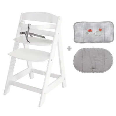 Produktbild von roba Treppenhochstuhl Sit Up III, mitwachsend bis Jugendstuhl, weiß, Sitzverkleinerer Adam & Eule