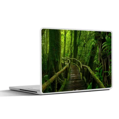 Produktbild von MuchoWow® Laptop Aufkleber Sticker Cover Dschungel - Brücke - Moos - Natur - Tropisch 36.5x27.5 cm - Laptop-Sticker