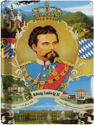 Produktbild von vianmo Blechschild 40x30 cm Portrait Ludwig II König Bayern King Bildmotiv